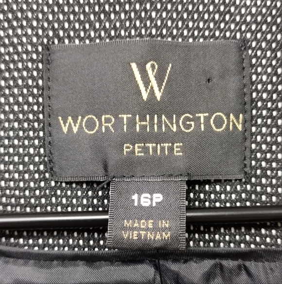 NWT Worthington Blazer Womens 16P Black Gray Faux Leather Office Career Retro - Picture 9 of 11